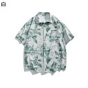 アロハシャツ 前開き シャツ ボタンダウン メンズ ハワイアンシャツ 半袖 夏服 ビンテージ ゆったり 総柄シャツ 吸汗速乾 日焼け止め 薄手 サラサラ シンプ...