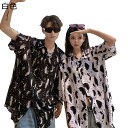 半袖シャツ ビーチシャツ アロハ 夏服 メンズ 襟付き お揃い ビックシルエット 柄シャツ ボタンダウン 薄手 サラサラ 男女兼用 吸汗速乾 UVカット 日焼け...