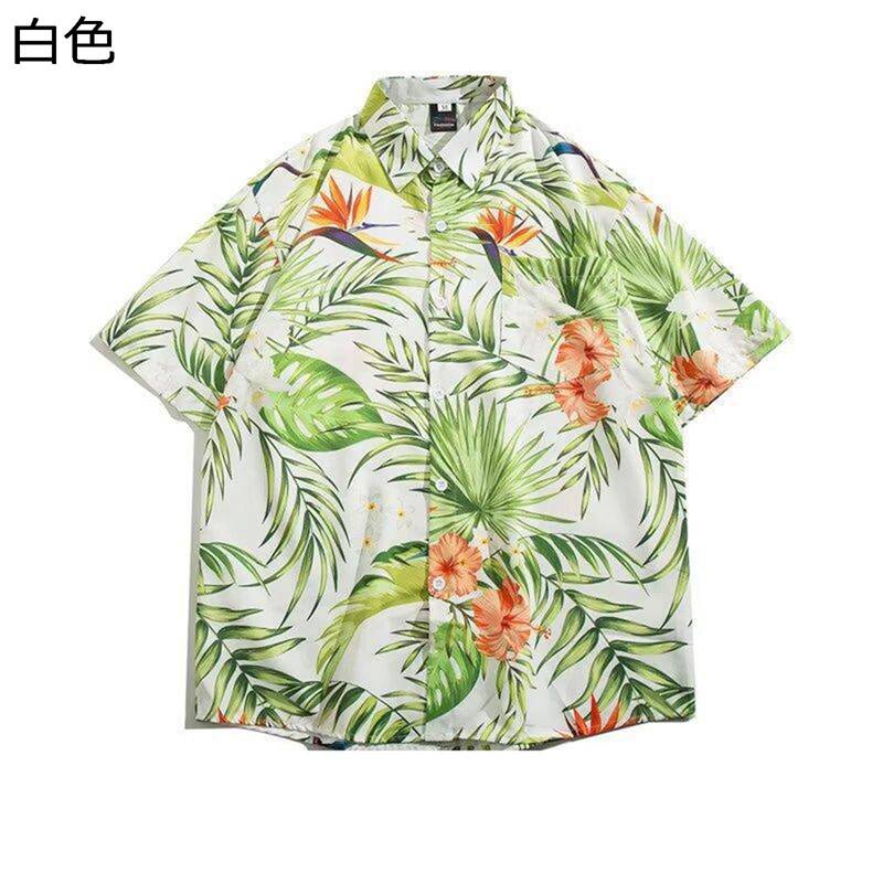 プリントシャツ アロハシャツ 夏服 メンズ 開襟 半袖 植物柄 オーバーサイズ ボタンダウン カジュアルシャツ 薄手 サラサラ 日焼け止め UV対策 ビーチ リゾート 吸汗通気 ルームウェア 旅行 おしゃれ