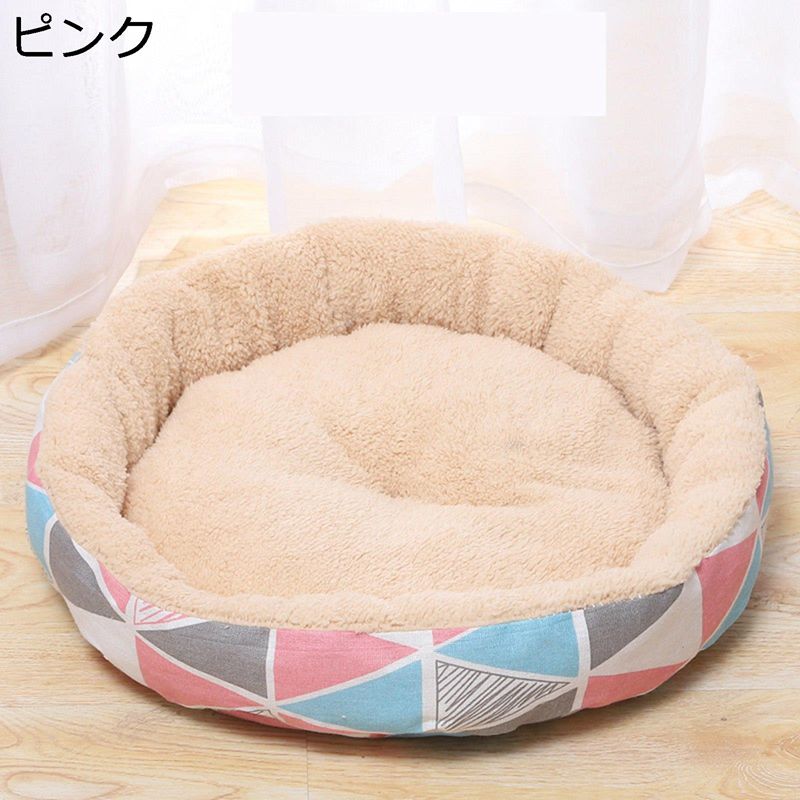 ペットクッション ペットベッド 円形 犬ベッド 四季通用 猫用クッション 可愛い ペットソファ 滑りにくい裏生地 室内用 お手入れ簡単 保温 寝床 休憩所 耐噛み 耐久性 快適 ペットシート ソフト