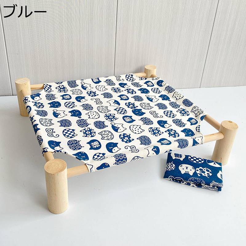 ペットベッド 脚付きコット型 犬用ベッド 木製品 滑りにくい裏生地 室内用 高架 ペ...