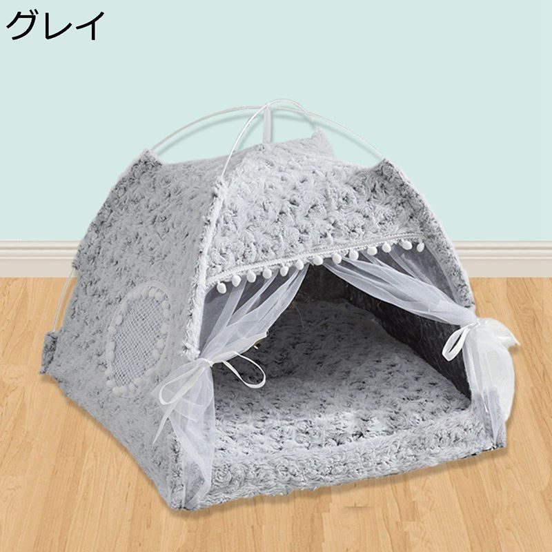 テントの外観 ペットベッド 夏用 メッシュ 通気性 犬用ベッド 猫用テント 窓付き 猫用ベッド 涼しい 通..
