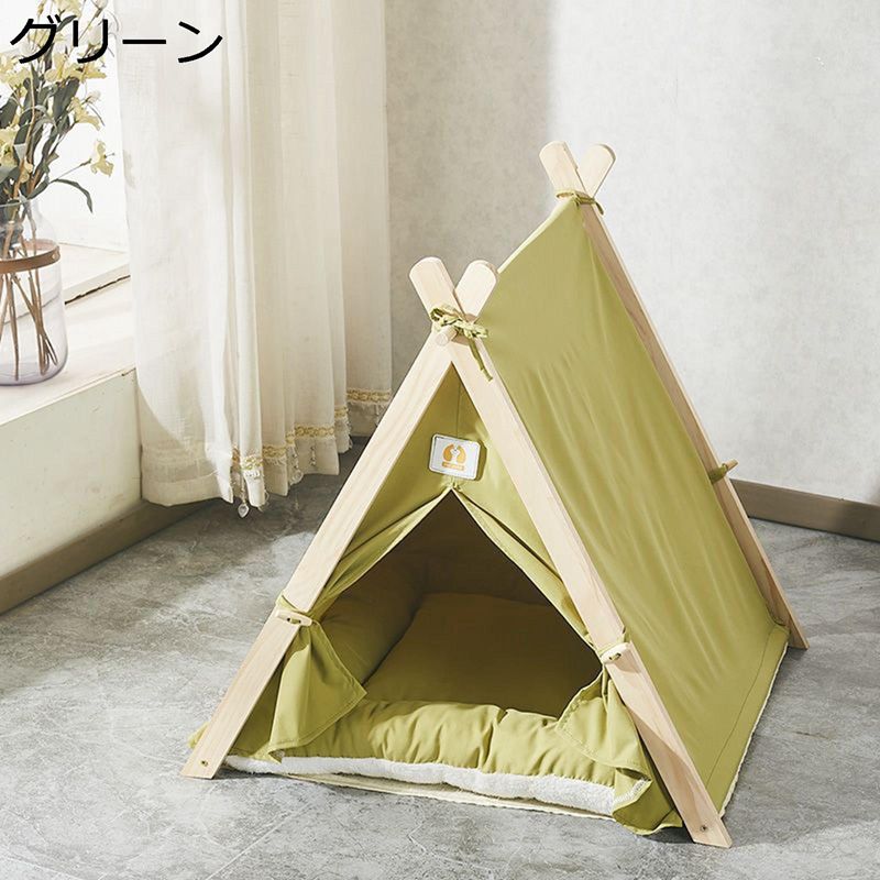 猫用 テントの外観 ペットベッド 夏用 ペットハウス 犬用テント 小型犬用 通気性 ペットクッション 通年適用 滑りにくい裏生地 室内 お手入れ簡単 折畳 小動物 家 猫の洞窟ベッド 休憩所 ペット寝床