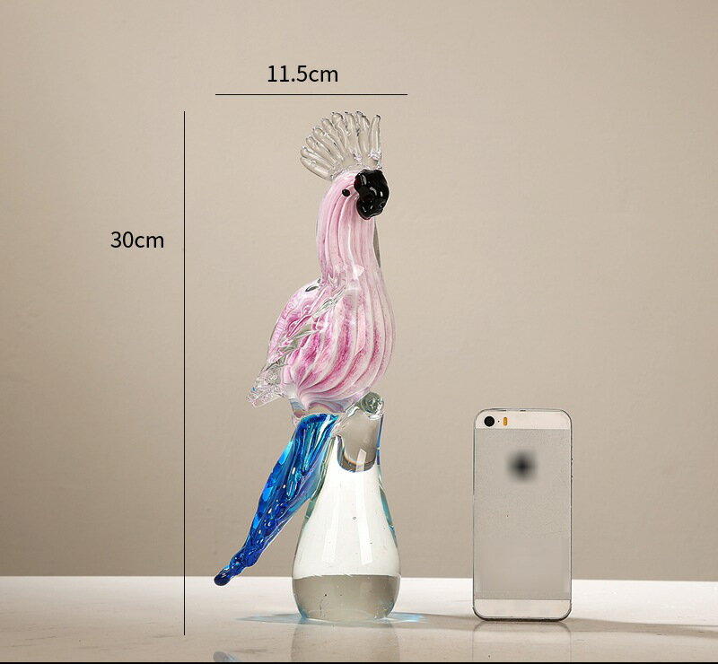 クリスタル かわいい オウムの置物 手作り ガラス 動物像 鳥 本物そっくり 癒しグッズ インテリア オブジェ オーナメント クリエイティブ ファッション プレゼント ギフト 結婚式 母の日 彼女 妻 女性