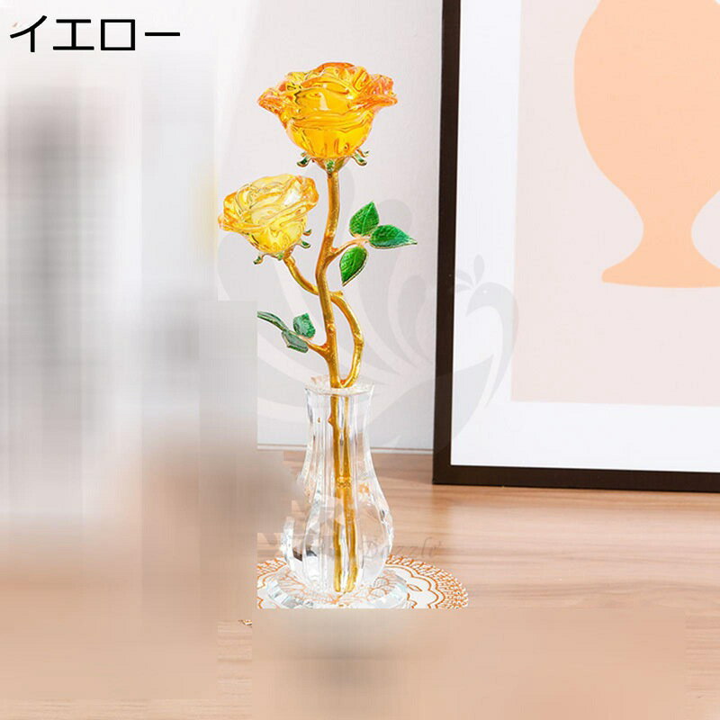 花 置物 枯れない花 バラ 薔薇 造花 K9クリスタル 美しい 癒しグッズ 水晶 ガラス 風水グッズ 開運 インテリア 装飾 バレンタインデー 母の日 妻 女性 彼女 結婚記念日 プレゼント 結婚祝い