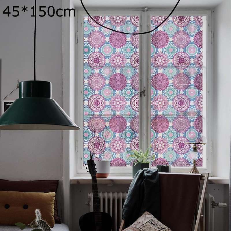 窓フィルム 目隠しフィルム アンティーク 花柄 プライバシー保護 ガラスシート 静電吸着 遮光 uvカット..