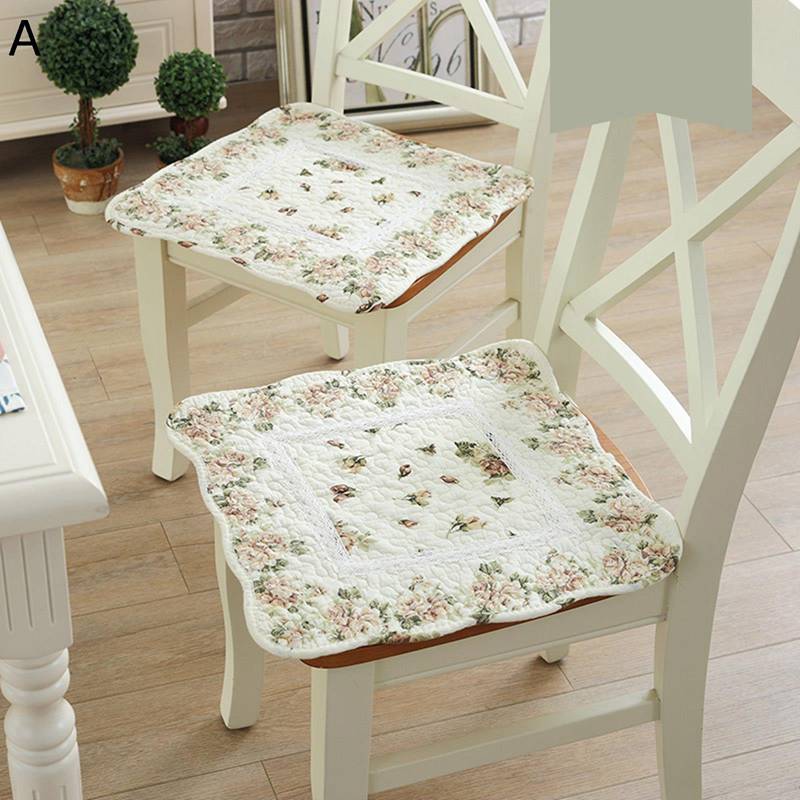 椅子カバー 椅子のクッション 2枚セット ざぶとん 薄手 正方形 45cm 50cm 田園風 ひも付き 花柄 リボン..