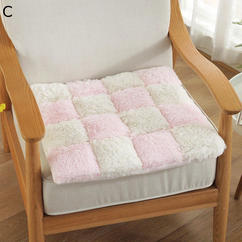 4枚・6枚セット ざぶとん 座布団 クッション いす用 正方形 もこもこ パッチワーク 洗える ふわふわ シャギー 高弾力 厚手 折りたたみ 子供用 座り心地いい オフィス 学校 ピンク 緑 青 ベージュ