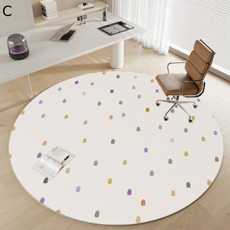 円形カーペット 足元パッド ゲーミングマット フロアマット 幾何柄 北欧風 大きいラグ 家具保護 椅子の下に敷く 防滑 防音 洗いOK 敷物 春夏秋冬 ソフト 食卓 在宅勤務 肌触り良い [2]