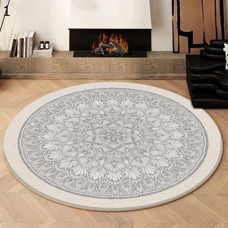 ゲーミングマット チェアマット デスクカーペット シンプル 民族風 花柄 大きめ 家具保護パッド 足元 フロアマット 丸型ラグ 防ダニ 傷防止 低反発 静音吸音 掃除やすい 四季 部屋 リビング