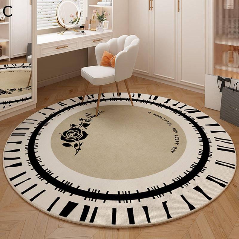 チェアマット デスクマット 花柄 床保護 ゲーミングカーペット フロアマット 敷物 家具保護パッド 丸型 A風 エレガント 大きい 足元ラグ 防滑 騒音対策 やわらか ベッドルーム 春夏秋冬 [2]