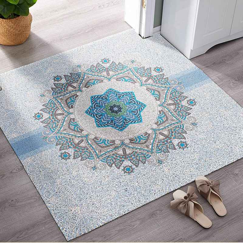 kcreateの玄関マット ドアマット PVC イギリス庭園風 花柄 欧風 砂落とし 耐磨耗性 足拭きマット 廊下敷き 浴室 室内 廊下 洗いやすい 滑り止め付 長持ち 吸水 大きめ 風水 ペットマット｜アングル2