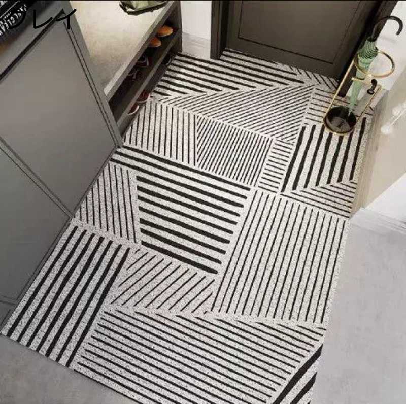 マット 玄関マット ドアマット PVC 泥 砂落とし 北欧 幾何学柄 玄関外マット 耐磨耗性 足ふきマット 室内 廊下 洗面台 水洗い すべり止め 大判 長方形 店舗