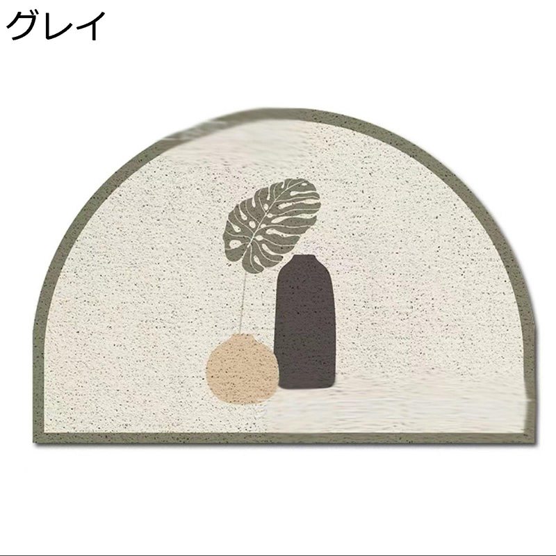 玄関マット ドアマット PVC 半円形 花柄 北欧風 足拭きマット 廊下敷き 泥除け キッチン 室内 室外 ルーム 水洗える 滑り止め 耐久性 大きめ お手入れ簡単 カットできる