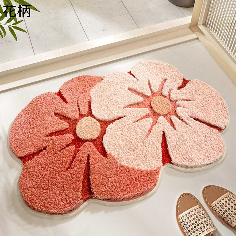 バスルームマット お風呂マット 玄関マット 植物柄 ドアマット 吸水速乾 家庭用 キッチン トイレ バスルーム 丸洗い 滑り止め付 ふわふわ マイクロファイバー 耐摩耗性 可愛い 浴室