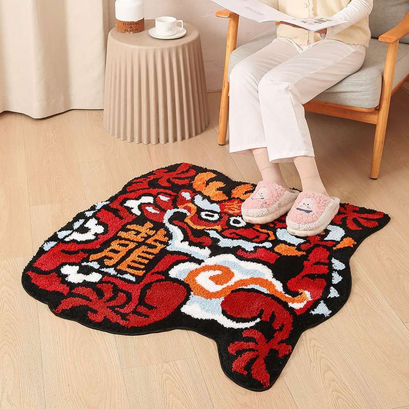 バスルームマット 龍 お風呂マット 玄関マット ドアマット 店飾り 年祝い レット 風水 速乾 寝室 家庭用 屋内 洗面台 丸洗い すべり止め ふわふわ マイクロファイバー 店舗用玄関マット