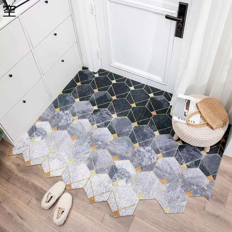 玄関マット ドアマット PVC 北欧風 足ふきマット 室内 廊下 洗面台 丸洗いOK すべり止め 長持ち カットできる 幾何学柄 廊下敷き玄関マット ロボット掃除機対応 オフィス 大きめ
