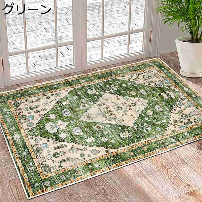 ドアマット 玄関マット エスニック 泥落とし 吸水 寝室 家庭用 屋内 洗面台 洗いやすい 滑り止め 耐久性 パイル織り 大判 廊下敷き カーペット 欧風 イギリス庭園風 ボヘミアンスタイル 雅