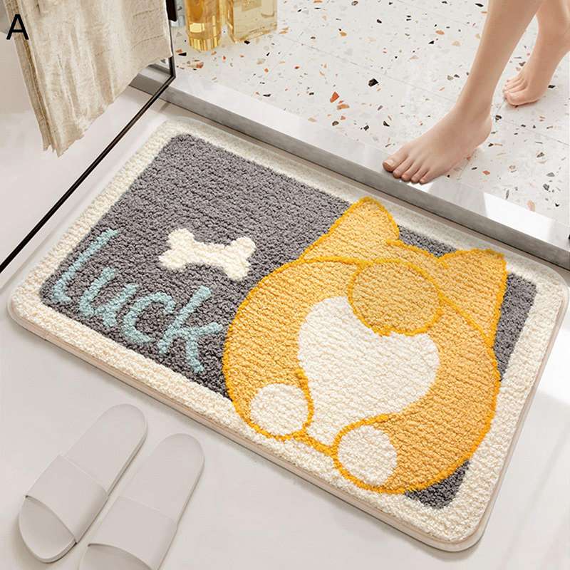 バスマット 足拭きマット 猫柄 犬柄 瞬間吸収 タオルような触感 かわいい マイクロファイバー フロアカーペット 台所マット ウォッシュ 滑り止め 防臭防カビ 浴室 洗面台 廊下