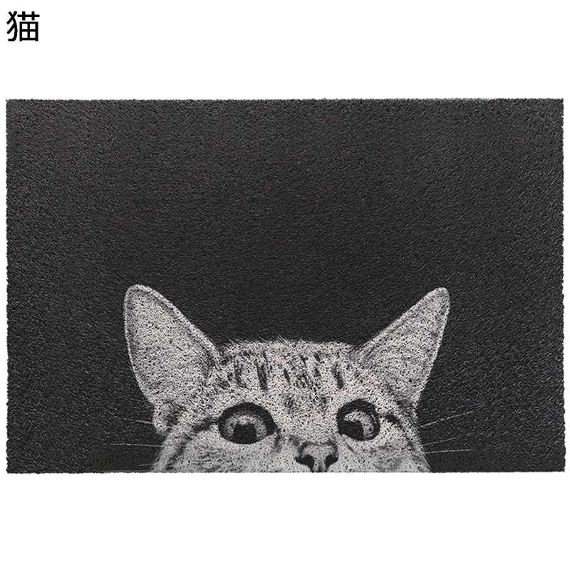 フロアマット 階段マット 玄関マット かわいいねこ柄 伺ってる猫 室内・室外 泥除け おしゃれ 防滑 洗える シンプル インテリアマット 防臭防カビ ソファー ダイニングルーム 店舗
