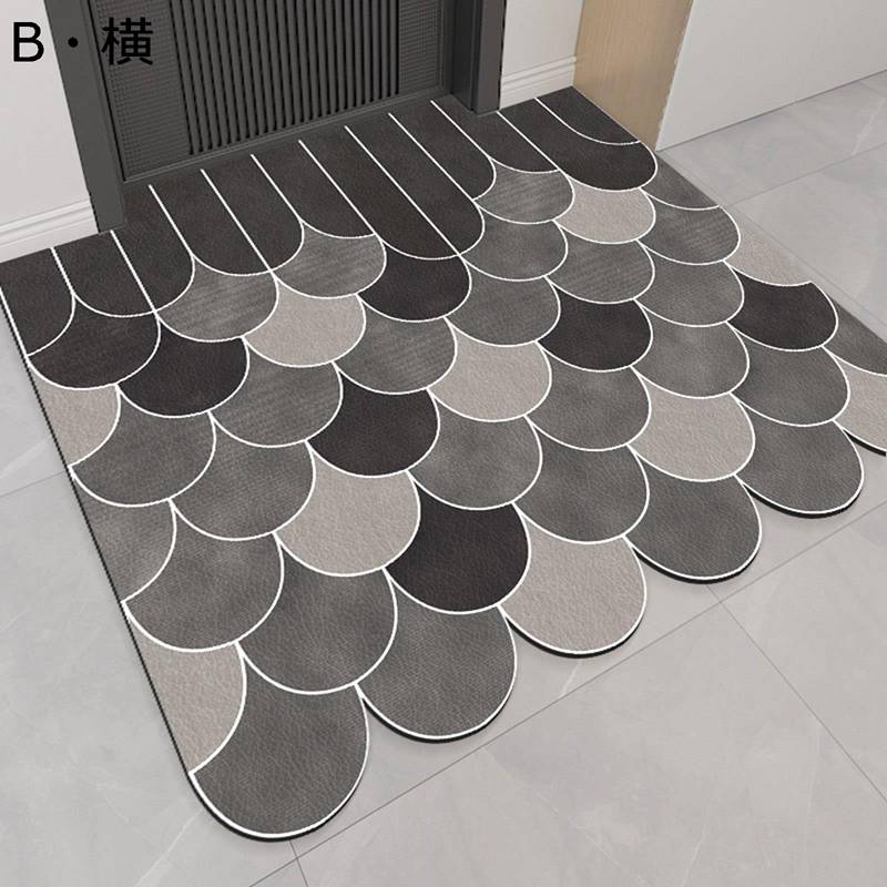 フロアマット 階段マット 玄関マット 鱗柄 和風 日系 シンプル 室内・室外 おしゃれ 防臭 防カビ すべり止め 耐磨耗性 清掃力が強い 泥除け インテリア 飲食店 会社 ビル 学校 玄関 廊下