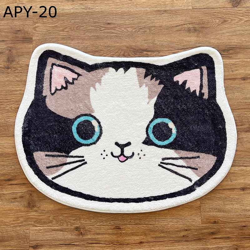 玄関マット 室内・屋外 もこもこ 絨毯 猫柄 かわいい インテリア 無地 シンプル 防ダニ 防カビ 洗濯可能 滑り止め加工 耐磨耗性 ドアマット 入口マット 店舗用玄関マット 美容院 子供部屋