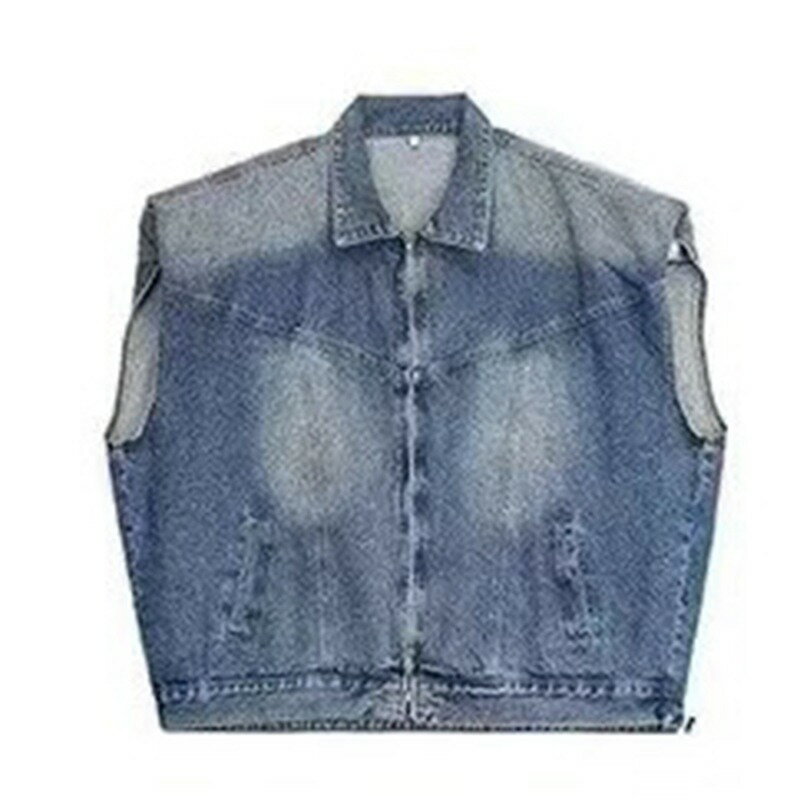 デニムベスト Gジャン メンズ 袖なし ジップアップ 肩パッド付き 体型カバー ウォッシュ加工 お洒落 多機能 バイクチョッキ 防風 作業用 おしゃれ ストリート系 韓国 ポケット付き かっこいい 四季通用