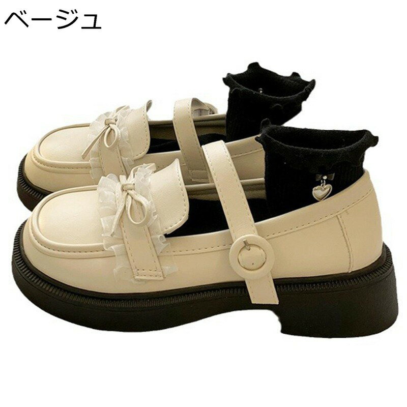 パンプス レース 蝶結び リボン ローファー レ...の商品画像