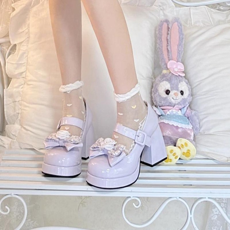 メリージェーン ロリータ靴 ハイヒール 花飾り...の紹介画像3