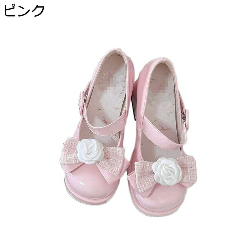 メリージェーン ロリータ靴 ハイヒール 花飾り...の紹介画像2