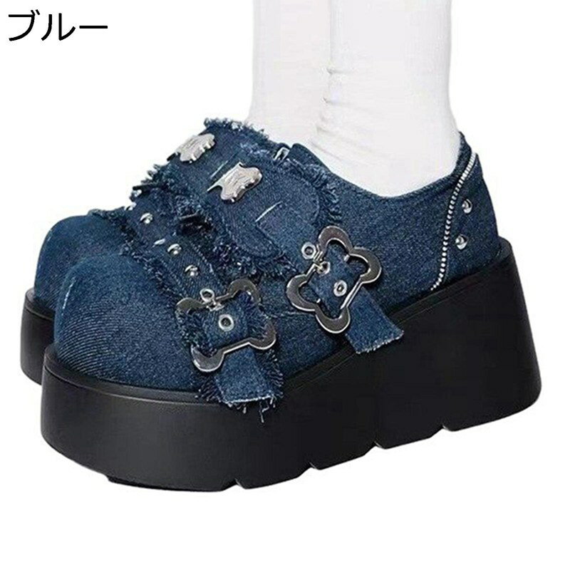 コスプレ パンプス 厚底 大きいサイズ ロリータ 粗いかかと レディース ラウンドトゥ プラットフォーム ウェッジヒール パンク ゴシック レトロ 欧米風 お祭り 披露宴 お茶会 きれいめ 花嫁