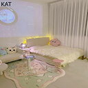 ラグマット カーペット フロアマット かわいい ピンク チェック柄 チューリップ 花柄 大判 ふわふわ 部屋飾り ベッドサイド 女の子 乙女心 スウィート おしゃれ 洗濯可 床暖房応対