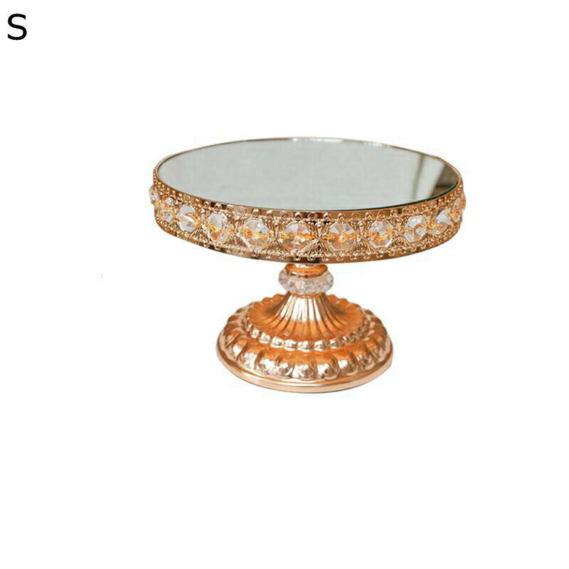 ケーキスタンド 脚付き クリスタルペンダント フルーツ入れ ゴールド 鏡付き フルーツプレート ケーキ..