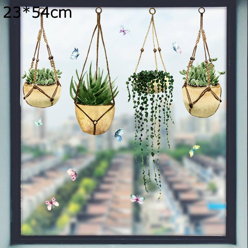 静電ステッカー 窓ステッカー 観葉植物 吊り下げ 葉っぱ 植物 両面印刷 インテリア ステッカー DIY 剥..