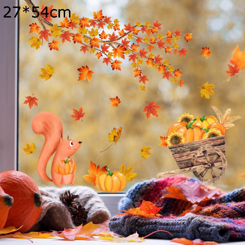 静電ステッカー 窓ステッカー 紅葉 観葉植物 モミジ 窓 ドア 戸棚 浴室 ガラス 飾り 両面印刷 静電気シ..