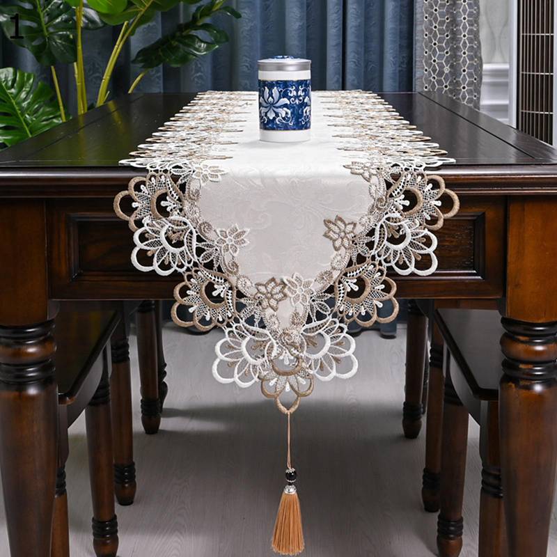 レース テーブルランナー テーブルセンター 欧風 シンプル 北欧風 おしゃれ 刺繍 フリンジ付き タッセル ロマンチック レース系 軽量 長机用 家庭用 パーテ...