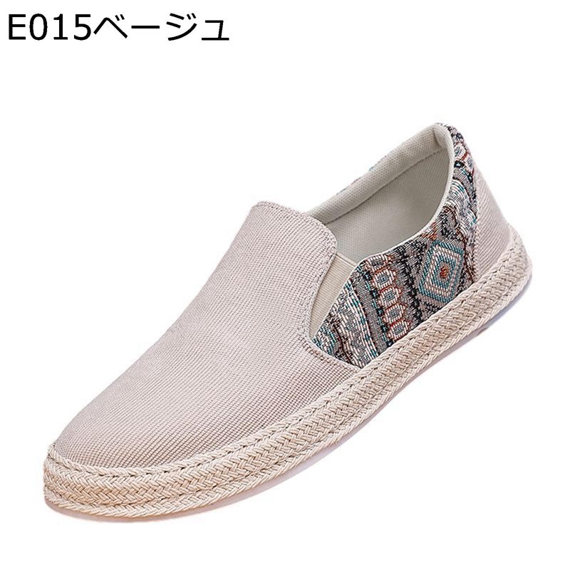 エスパドリーユ キャンバス モカシン ローファー メンズ エスニック風 ドライビングシューズ サイドゴ..