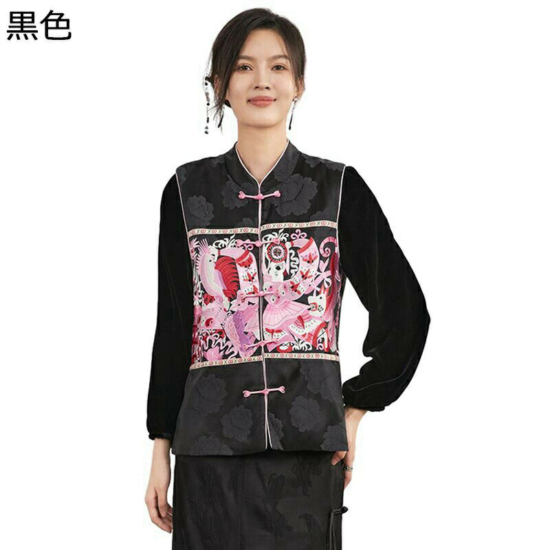 ベスト ジレベスト レディース ノースリーブ 中華風 インコ柄 チョッキ 着痩せ 刺繍 きれいめ 唐装 お洒落 サマージャケット 重ね着 おしゃれ ストリート系 普段着 撮影 レイヤード 前開 エスニック 春秋