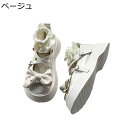 ゴスロリ パンプス ロリータ 蝶結び リボン 厚底 レディース ラウンドトゥ ハートバックル メリージェーン かわいい プラットフォーム フェミニン 高見え お...