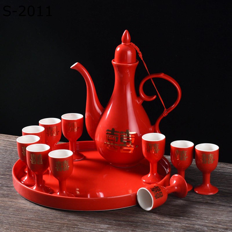 12点セット 酒器セット 徳利 とっくり おちょこ ぐい呑み 酒盃 セット 酒器揃 酒水差し 徳利1個 ぐい呑み10個セット トレー付き 宮廷風 アンティーク 陶磁器製 清酒 冷酒 結婚記念日 父の日 母の日 敬老の日
