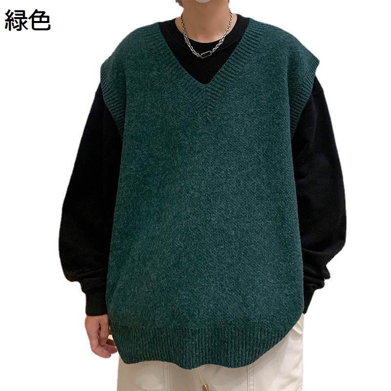 メンズ ニットベスト vネック ジレベスト 春秋 学生 セーターベスト 無地 ゆったり フィット 紳士服 着回し 美シルエット 袖なし カジュアル ビジネス パーティー 通勤通学 ファッション 防寒保温