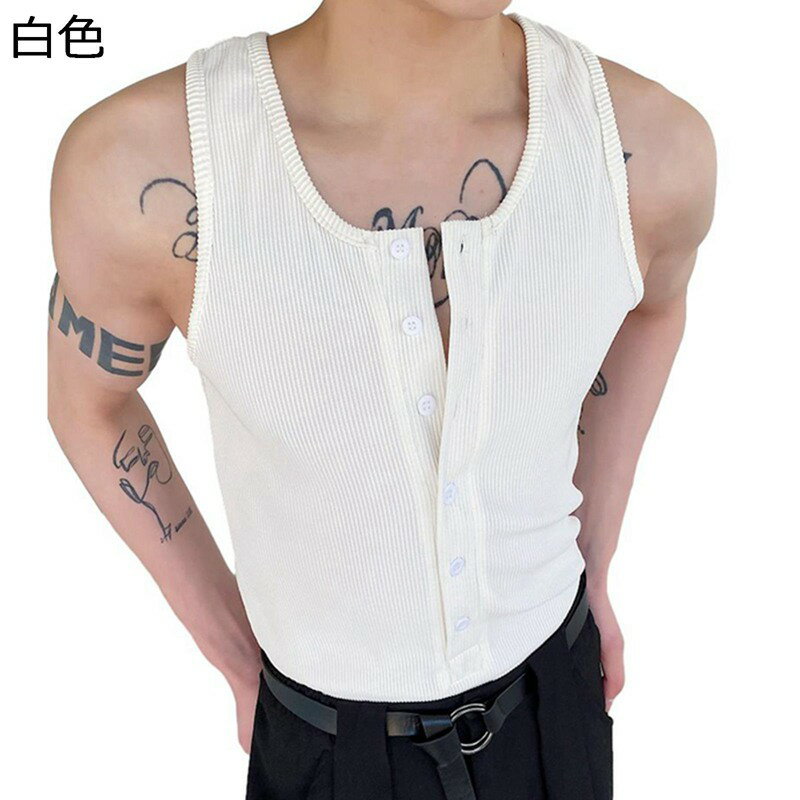 ベスト サマーニット メンズ ノースリーブ vネック フロントボタン 無地 チョッキ スリム 男性用 ジレベスト タンクトップ パーティー シンプル 通勤通学 大きいサイズ かっこいい 重ね着 秋冬 トップス