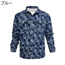 メンズシャツ チェックシャツ 開襟シャツ 長袖 チェック柄 開襟シャツ ボタンダウン 折り襟 胸ポケット 着心地いい ジャケット コート ヴィンテージ スリム ...