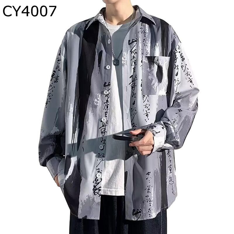 メンズシャツ 開襟シャツ 長袖 ポケット付き 縞柄 ワイシャツ ボタンダウン 折り襟 ルース ストライプ ..