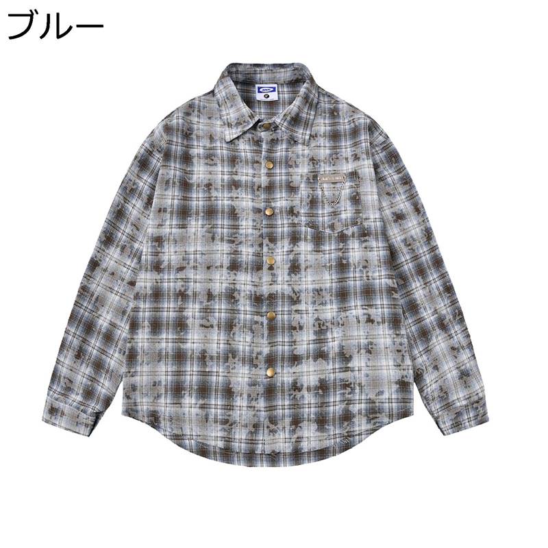 メンズ チェックシャツ 長袖 タータンチェック グレンチェック ギンガム ワイシャツ ビジネスシャツ オ..