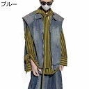 ベスト メンズ デニムベスト カジュアルベスト レイヤード Gジャン ジージャン ノースリーブジャケット レトロ レジ チョッキ 春夏秋 袖なしアウター ワイド コーデやすい 通勤通学 韓国風 オシャレ(4)