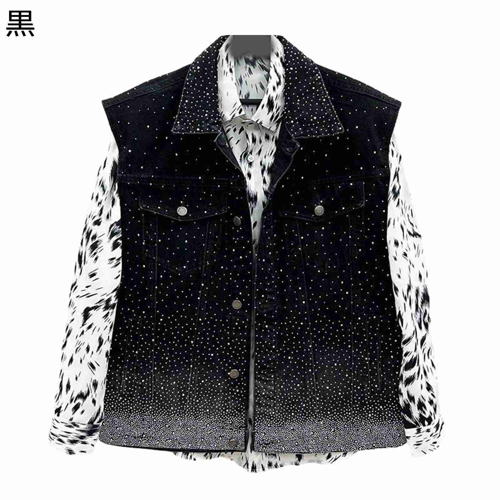 キラキラ メンズベスト デニムベスト ホスト ラインストーン飾り グラデーション ジージャン Gジャン ..