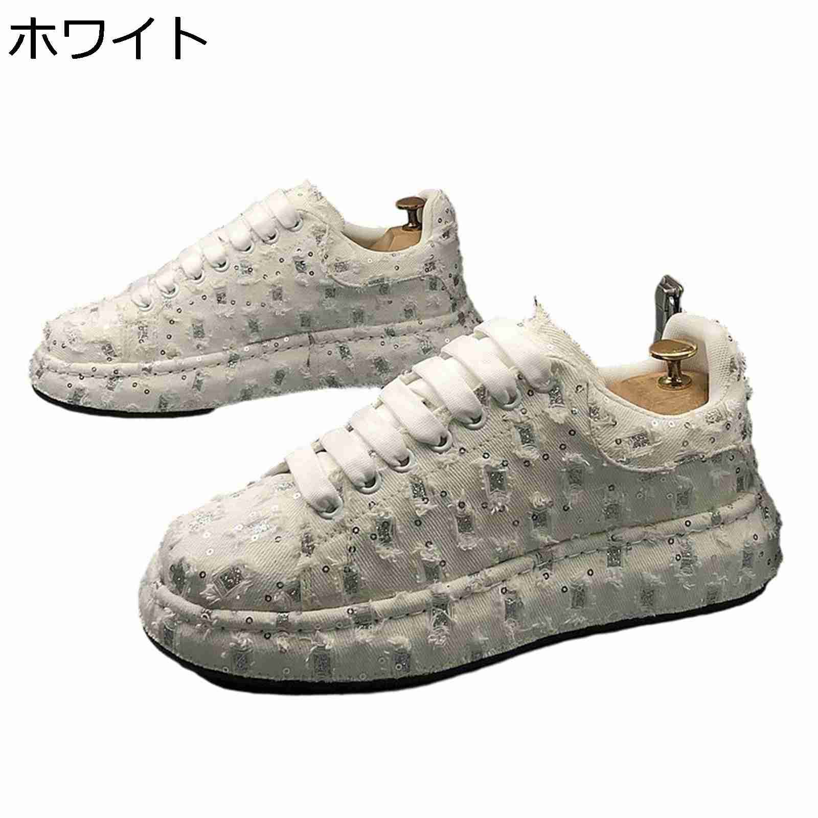 スニーカー カジュアルシューズ メンズ 背が高くなる靴 デニム生地 ダメージ加工 スケートボードシューズ 厚底靴 通気性 滑り止め 通気 スポーツ ウォーキング