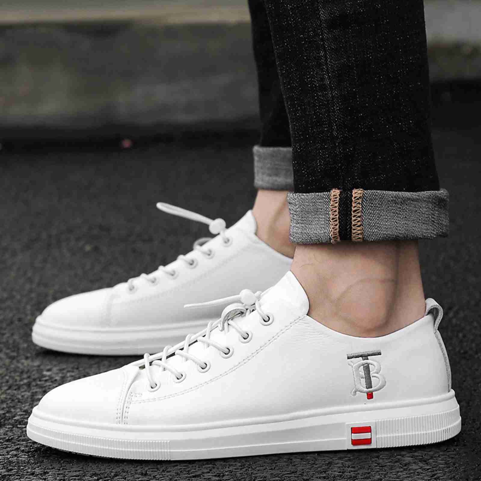 カジュアルシューズ スニーカー メンズ 革靴 スケートボードシューズ 牛革 クッション 韓国 おしゃれ 厚底靴 軽量 歩きやすい 春秋 防滑 スポーツ 日常 ウォーキングシューズ