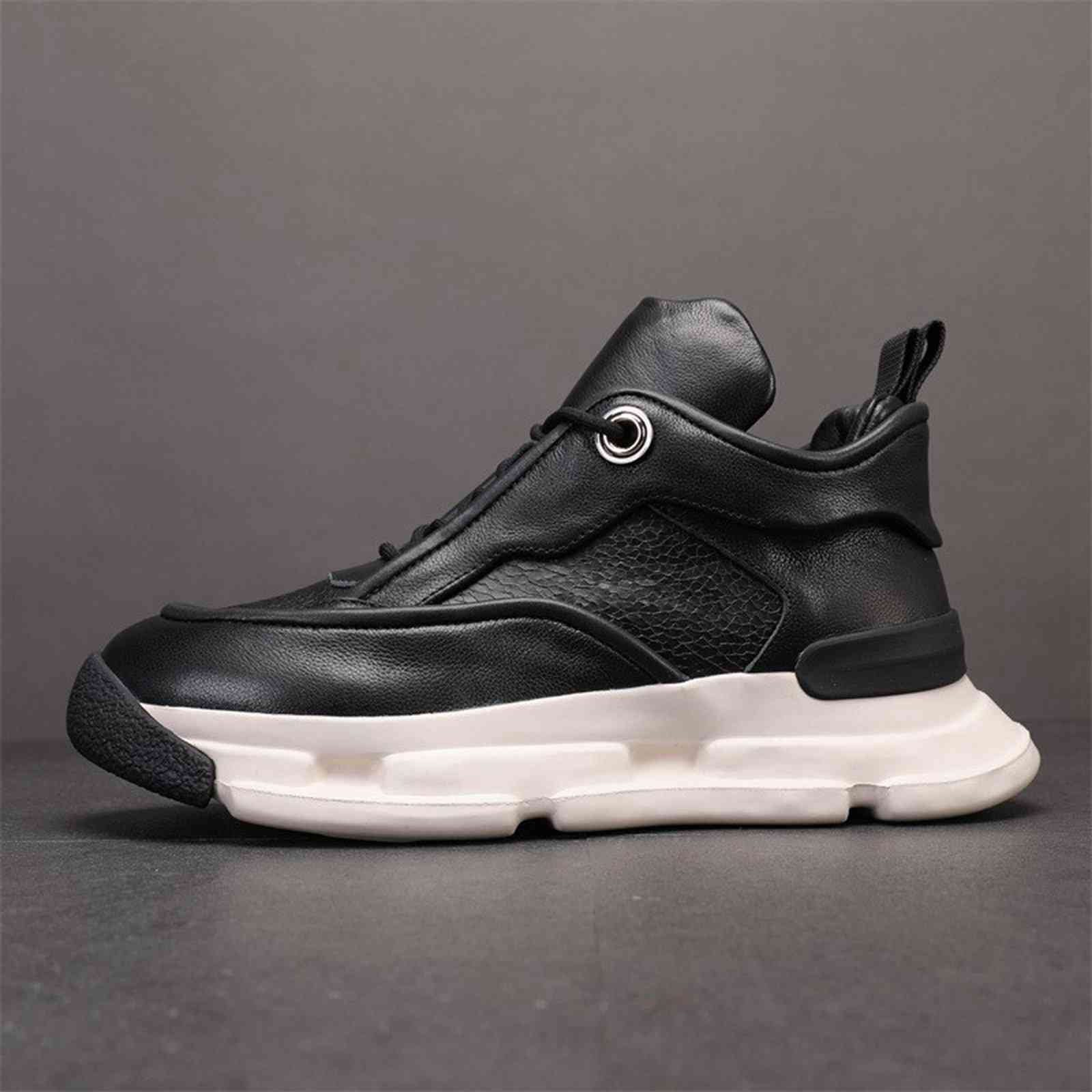 スニーカー カジュアルシューズ メンズ 厚底靴 背が高くなる靴 韓国 おしゃれ パッチワーク ハイカット カジュアルブーツ レースアップ 軽量 男性 本革 防滑 通気性 アウトドア